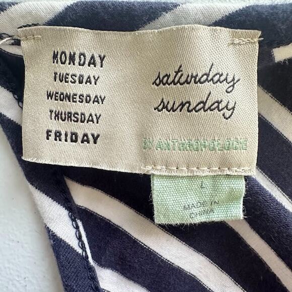 Anthropologie Saturday Sunday Striped Navy Sleeveless Maxi Dress Large Nautical - Picture 6 of 7